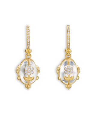 Temple St. Clair - 18K Yellow Gold FJ Crystal & Diamond Fiori Amulet Drop Earrings