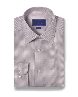 David Donahue - Cotton Micro Print Trim Fit Dress Shirt