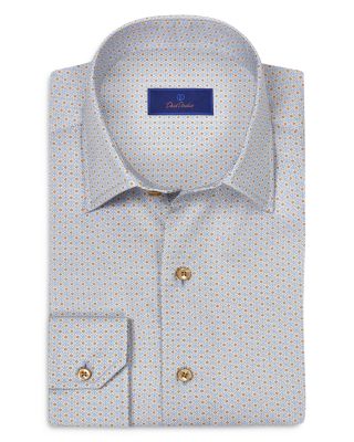 David Donahue - Regular Fit Micro Geometric Print Sport Shirt