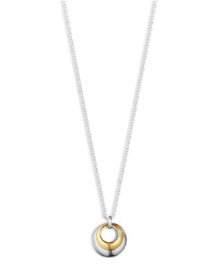 Georg Jensen - 18K Yellow Gold & Sterling Silver Curve Circle Pendant Necklace, 17.72"