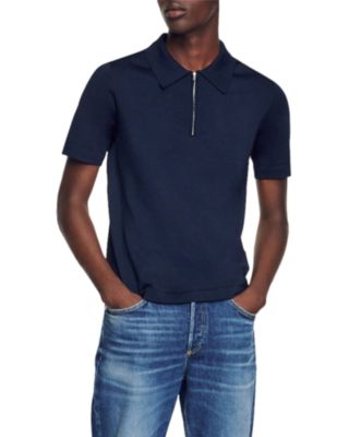 Sandro - Knitted Polo Shirt with Zip Collar