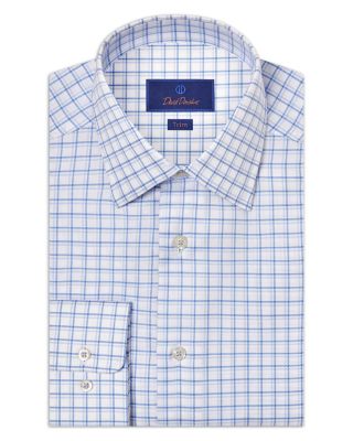 David Donahue - Trim Fit Dobby Open Check Dress Shirt