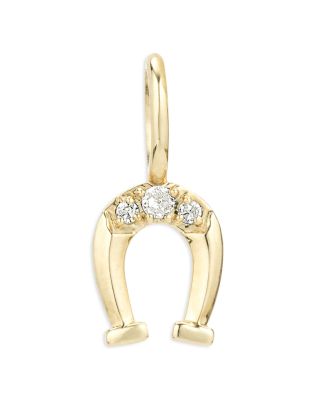 Adina Reyter - 9K Yellow Gold Diamond Horseshoe Charm Pendant