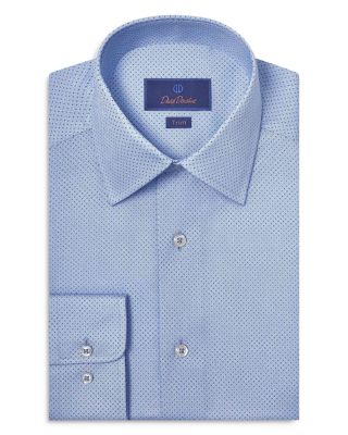 David Donahue - Trim Fit Twill Geometric Dot Print Dress Shirt