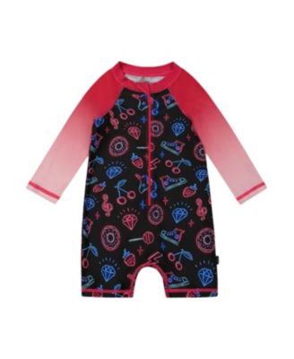 Deux par Deux - Girls' Printed Long Sleeve One-Piece Rashguard - Big Kid
