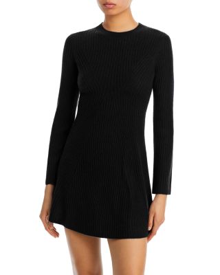 AQUA - Contour Ribbed Cashmere Mini Dress - Exclusive