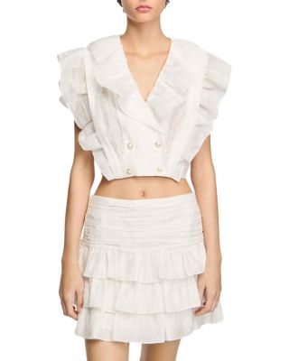 Sandro - Ruffled Cropped Top