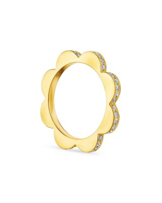 CADAR - 18K Yellow Gold Triplet Wide Stacking Ring with Diamonds, 0.4 ct. t.w.