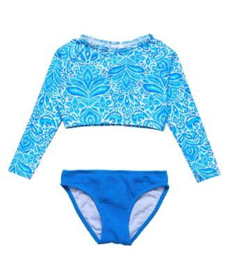 Snapper Rock - Unisex Santorini Blue Crop Long Sleeve Rash Set