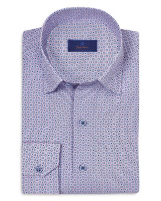 David Donahue - Regular Fit Micro Geometric Print Sport Shirt