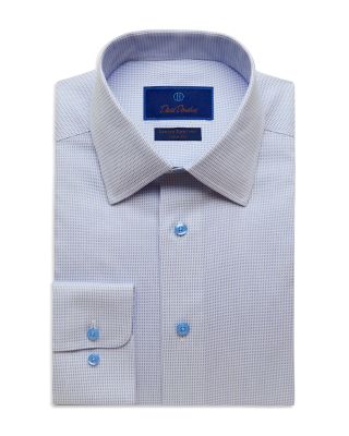 David Donahue - Cotton Non Iron Micro Dash Trim Fit Dress Shirt