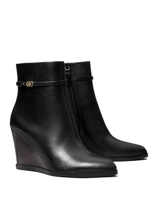 Tory Burch - Women's Double T Buckle Wedge Booties