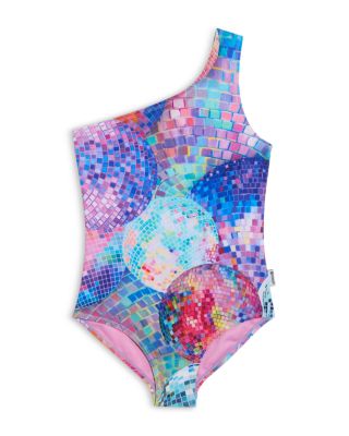 Limeapple - Girls' Disco One Shoulder One Piece Swimsuit - Little Kid