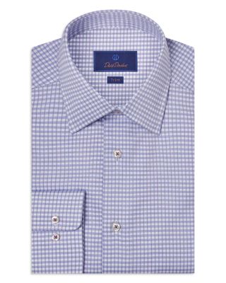 David Donahue - Trim Fit Textured Dobby Check Dress Shirt
